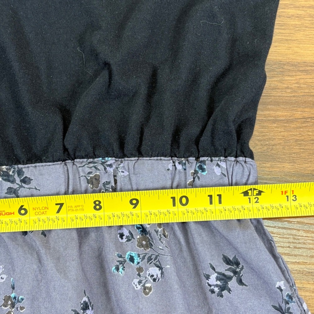 Hurley Black Top Floral Print Gray‎ Skirt Dress Cutout Back Slvless Womens Small - Picture 9 of 11